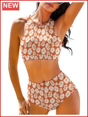 High Waisted Bikini Two Piece Swimsuit Tummy Control One Shoulder Bathing Suit